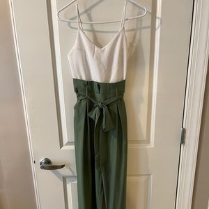 White and green jumpsuit from Vici Collection. Size Small